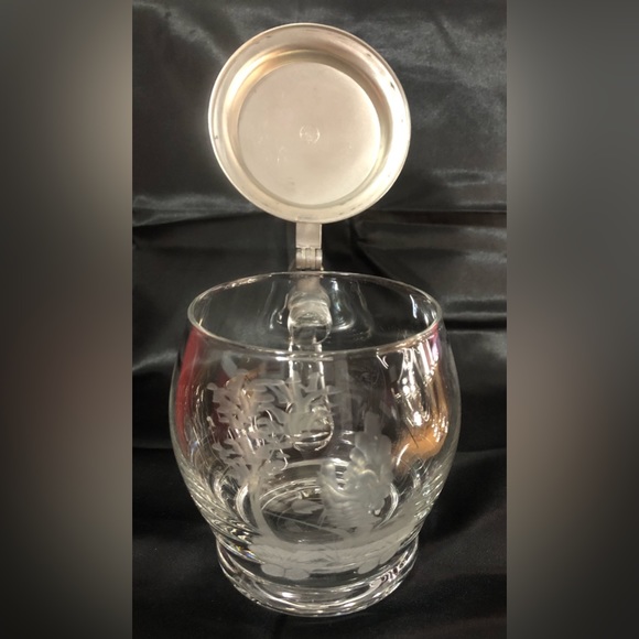 Ergo Zinn hand blown etched glass beer stein - Picture 5 of 12